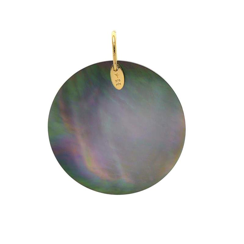 Pendentif or jaune 375 nacre motif silhouette femme - vue 2