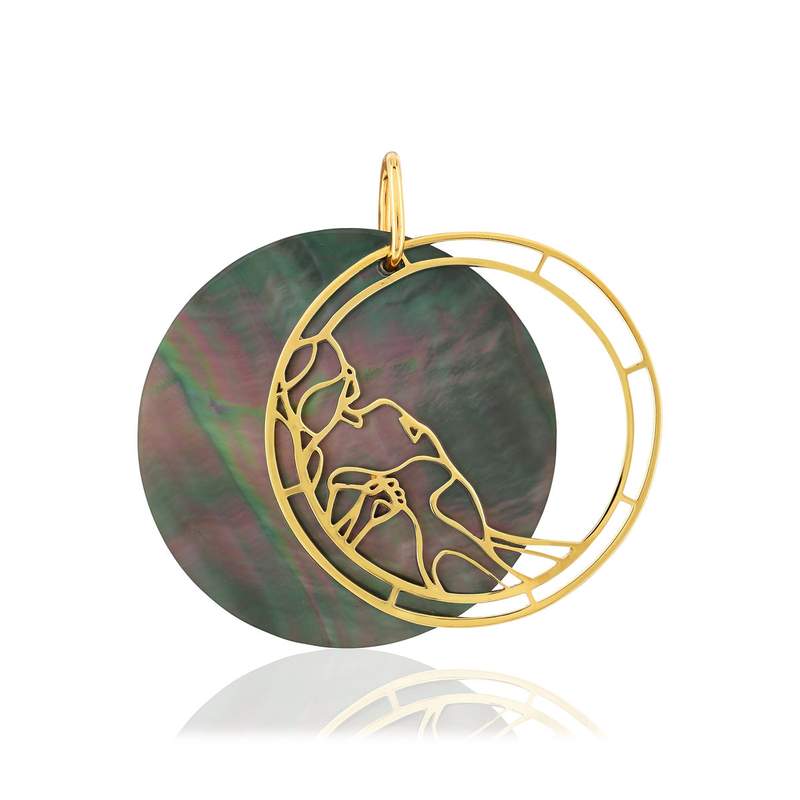 Pendentif or jaune 375 nacre motif silhouette femme - vue 4