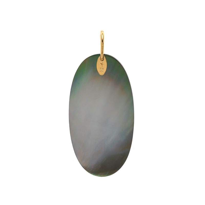 Pendentif or jaune 375 nacre motif visage - vue 2