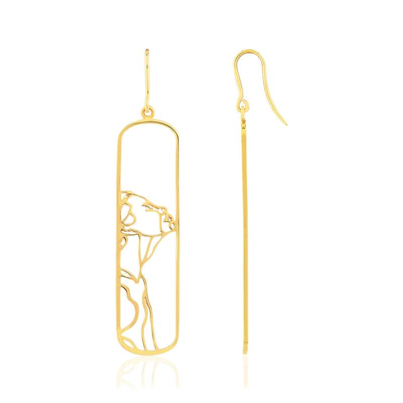 Boucles d'oreilles or jaune 375 motif silhouette - vue 1