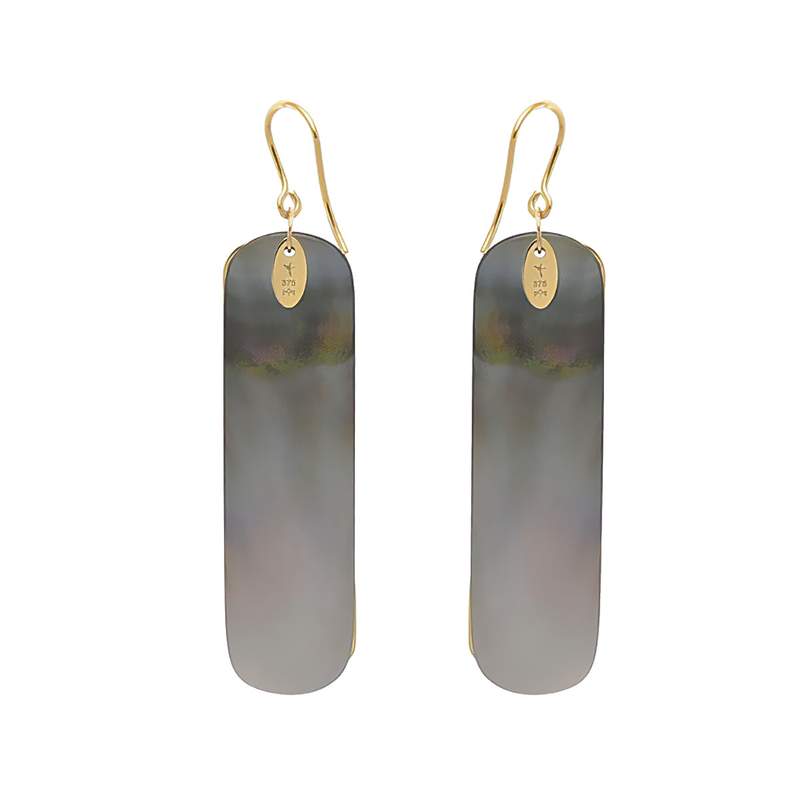 Boucles d'oreilles or jaune 375 nacres motif silhouette - vue 2