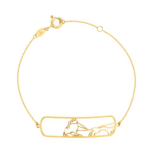 Bracelet or jaune 375 18 cm motif silhouette