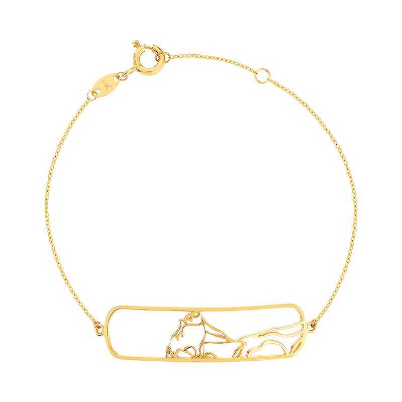 Bracelet or jaune 375 18 cm motif silhouette - vue 1