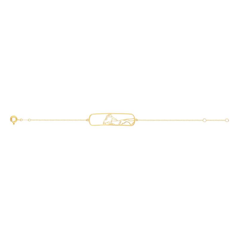 Bracelet or jaune 375 18 cm motif silhouette - vue 2