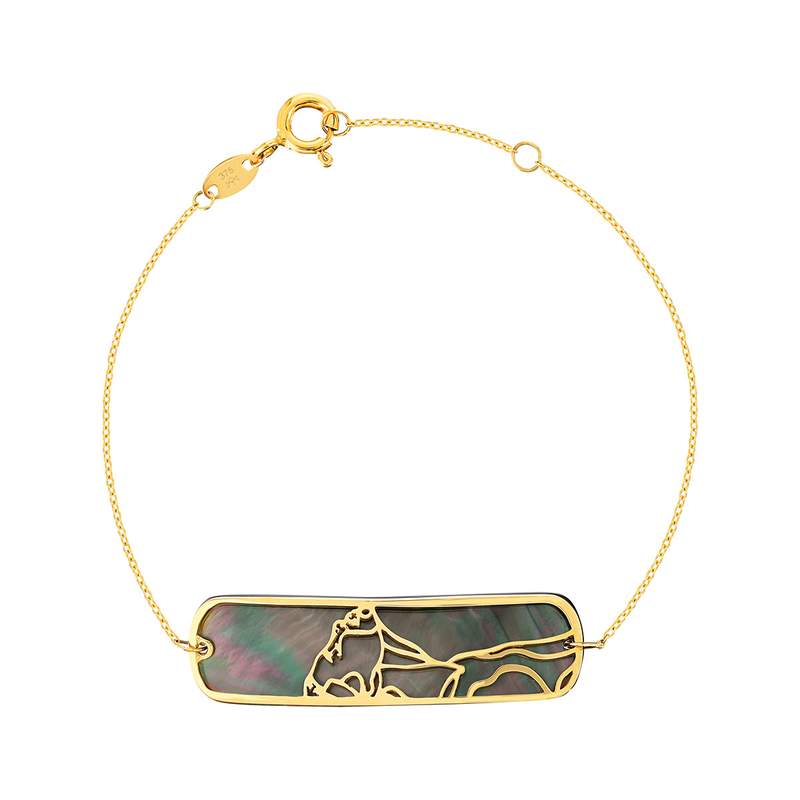 Bracelet or jaune 375 nacre 18 cm motif silhouette - vue 3