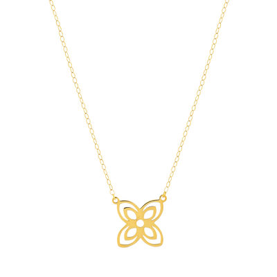 Collier or jaune 750 45 ar 42 motif fleur - vue 1