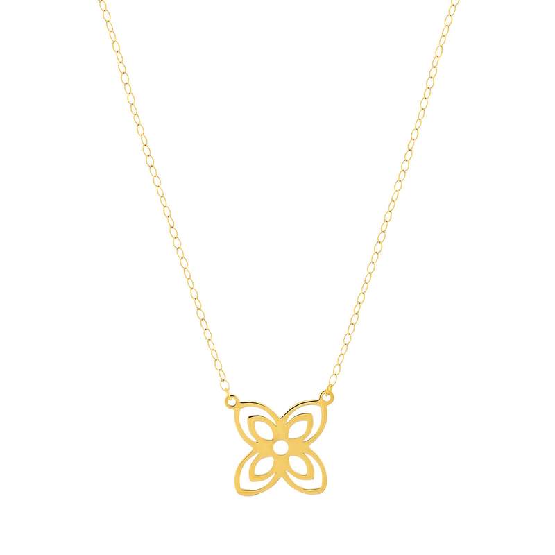 Collier or jaune 750 45 ar 42 motif fleur - vue 1