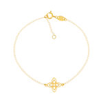 Bracelet or jaune 750 motif fleur 18 cm - vue 1