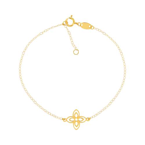 Bracelet or jaune 750 motif fleur 18 cm