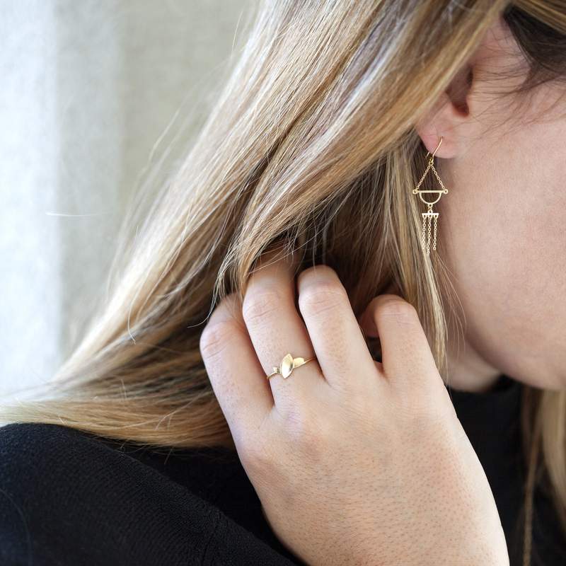 Boucles d'oreilles or jaune 750 - vue porté 1