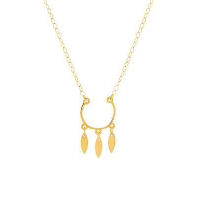 Collier or jaune 750 45 cm motif demi-cercle avec pampilles feuilles - vue 1