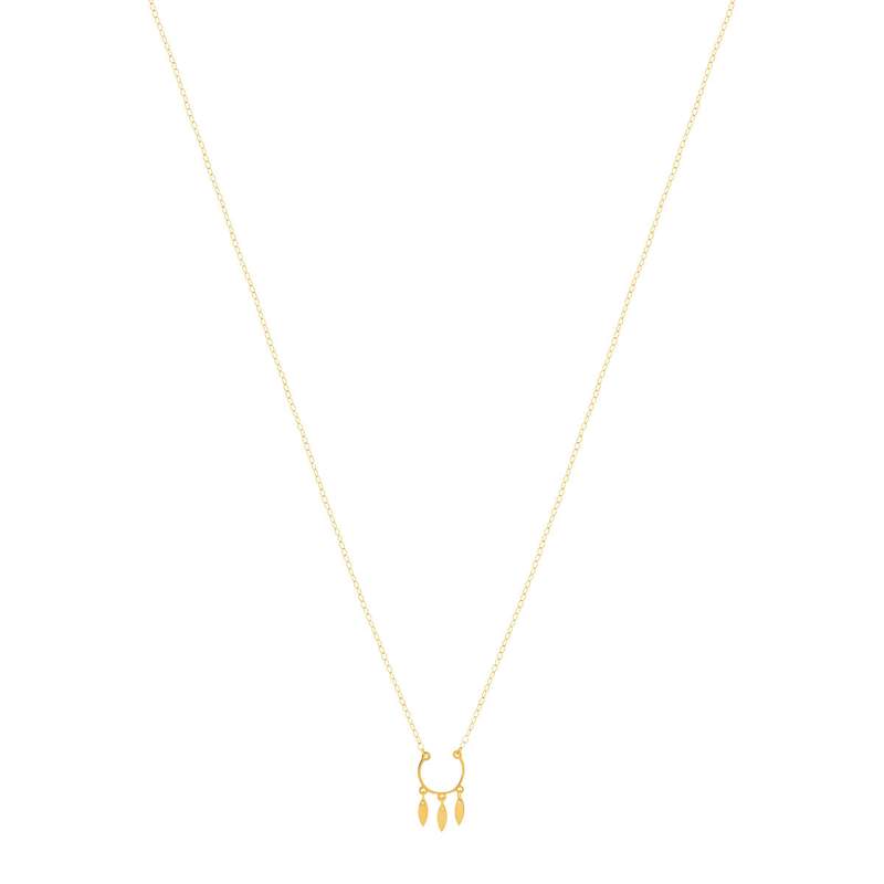 Collier or jaune 750 45 cm motif demi-cercle avec pampilles feuilles - vue 2