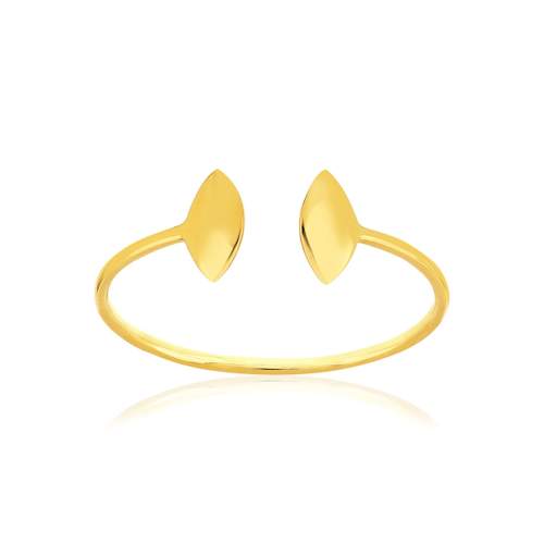 Bague or jaune 750 motif feuille