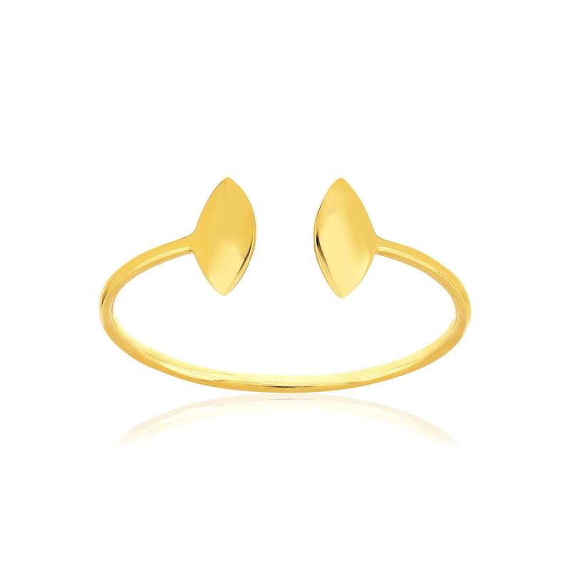 Bague or jaune 750 motif feuille - vue 1
