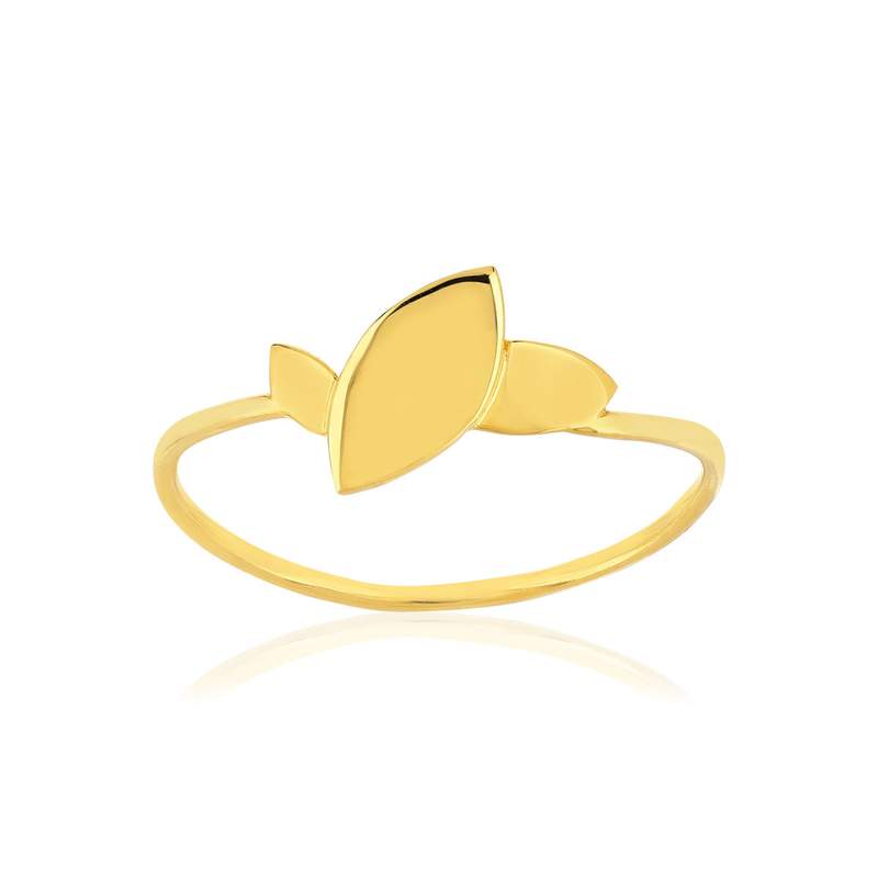 Bague or jaune 750 motif feuille - vue 1