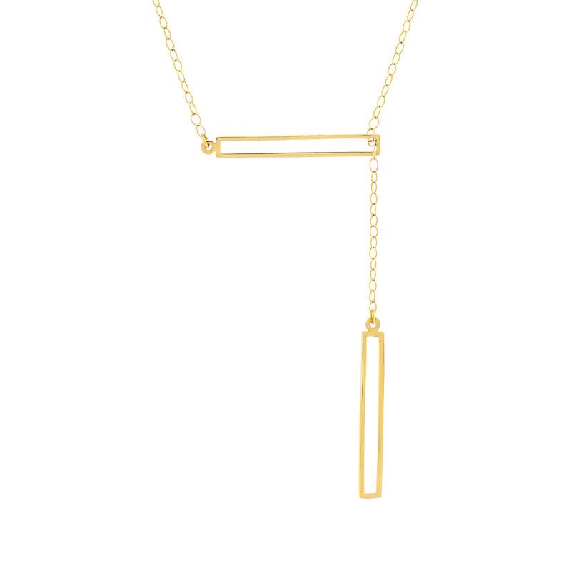 Collier or jaune 750 45 cm motif rectangle - vue 1