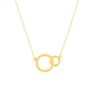 Collier or jaune 750 45 cm motif 2 anneaux entrelacés