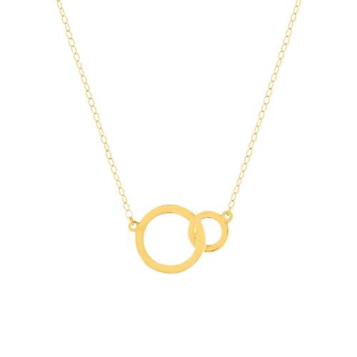 Collier or jaune 750 45 cm motif 2 anneaux entrelacés