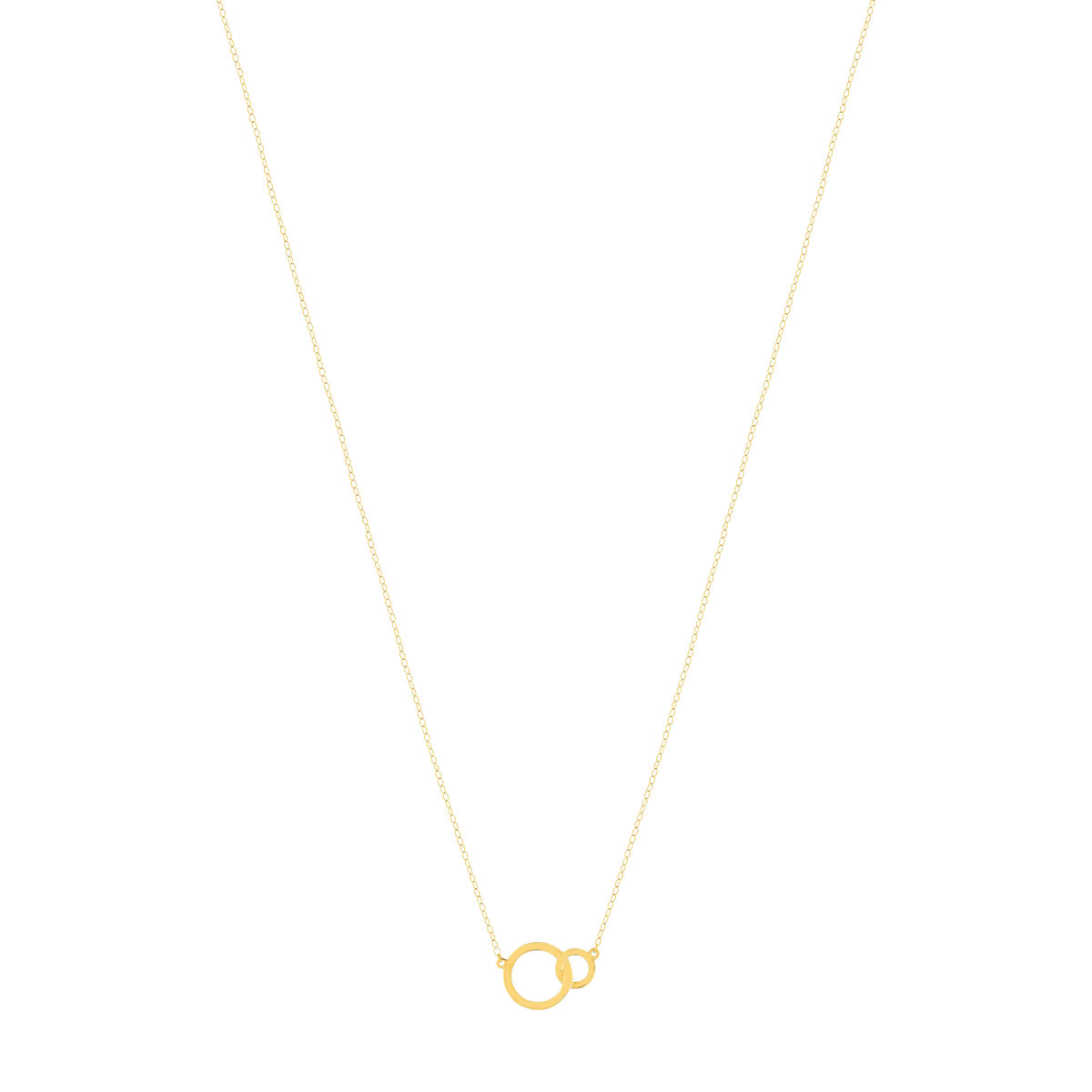 Collier or jaune 750 45 cm motif 2 anneaux entrelacés - vue 2