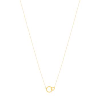 Collier or jaune 750 45 cm motif 2 anneaux entrelacés