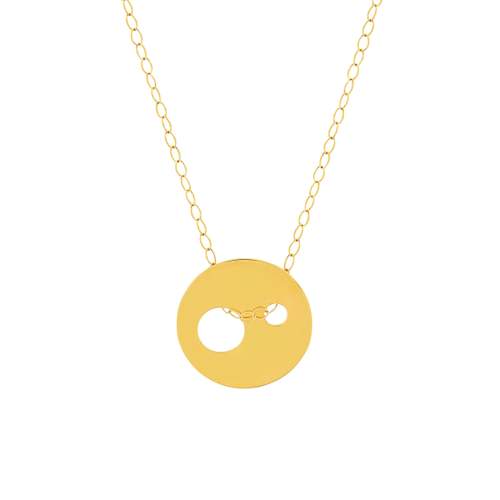 Collier or jaune 750 45 cm motif disque