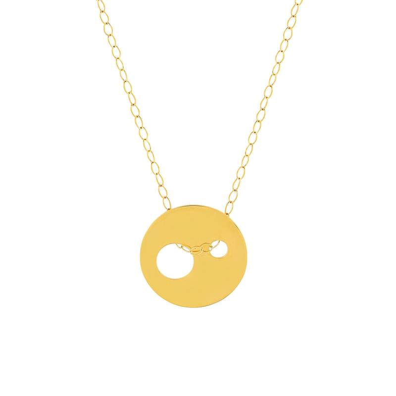 Collier or jaune 750 45 cm motif disque - vue 1