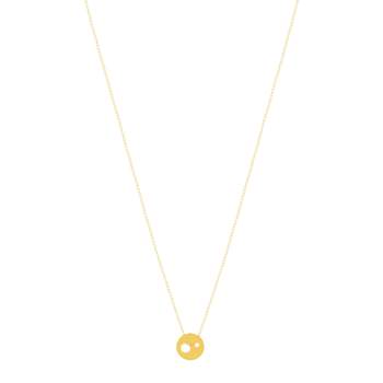Collier or jaune 750 45 cm motif disque
