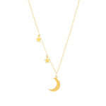 Collier or jaune 750 45 cm motif 2 étoiles et 1 lune - vue 1