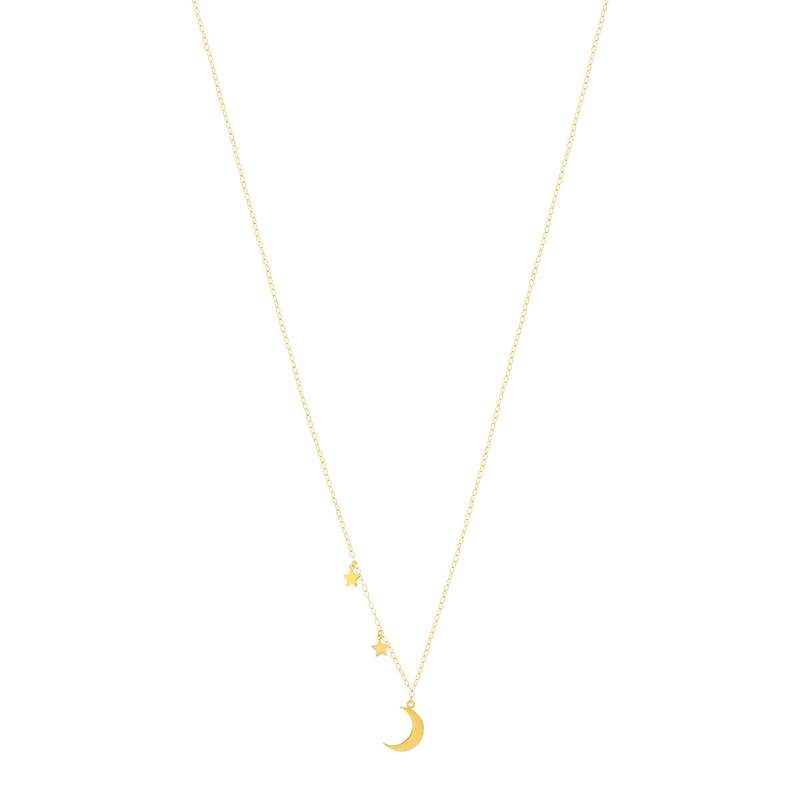Collier or jaune 750 45 cm motif 2 étoiles et 1 lune - vue 2