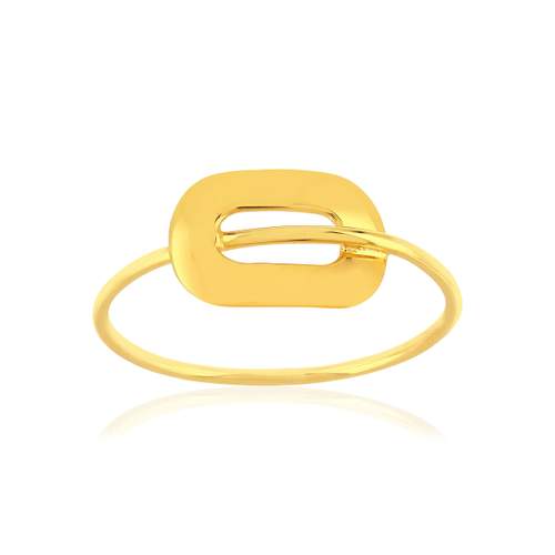750 yellow gold ring with rectangle motif