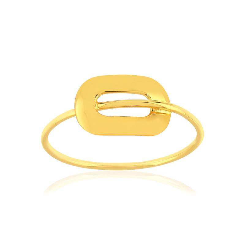 Bague or jaune 750 motif rectangle - vue 1