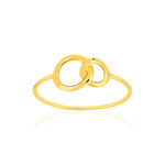 Bague or jaune 750 motif 2 anneaux entrelacés - vue 1