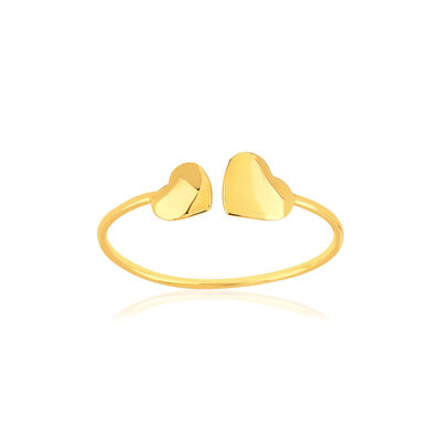 Bague or jaune 750 motif 2 coeurs - vue 1