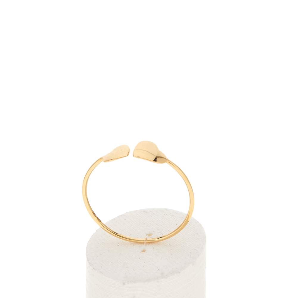 Bague or jaune 750 motif 2 coeurs - vue 2