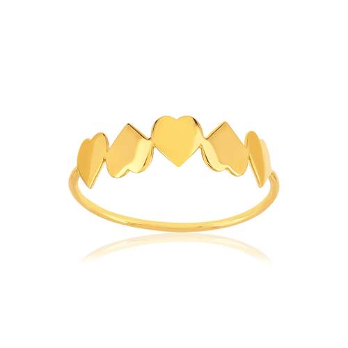 Bague or jaune 750 motif coeurs