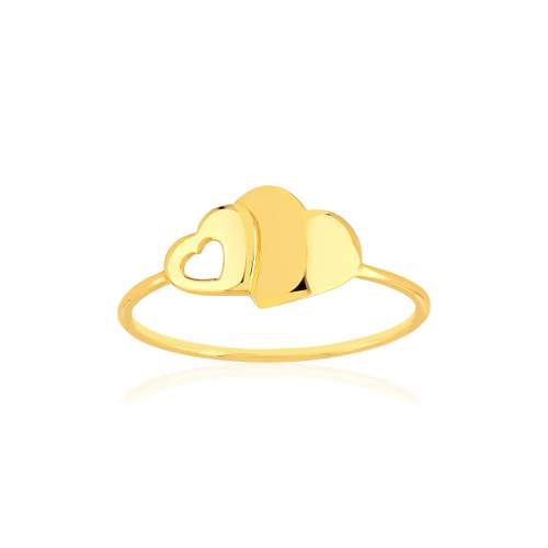 Bague or jaune 750 motif coeurs