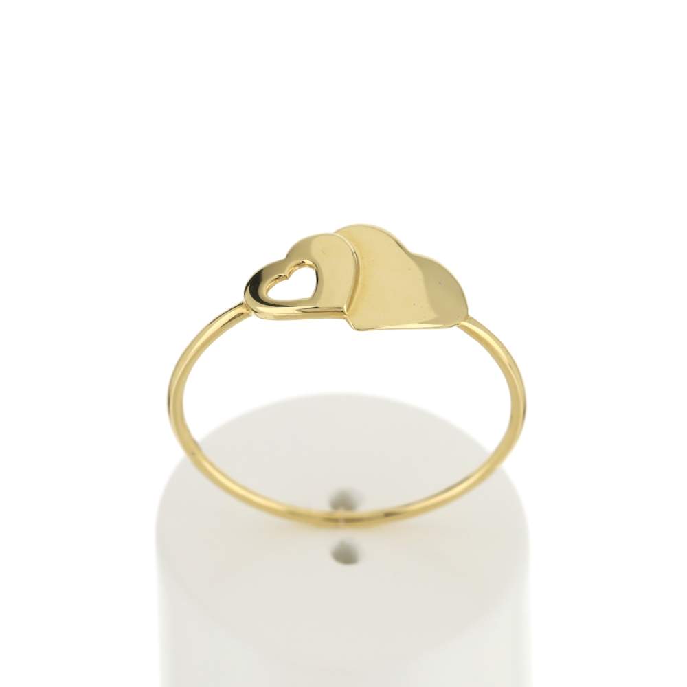 Bague or jaune 750 motif coeurs - vue 1