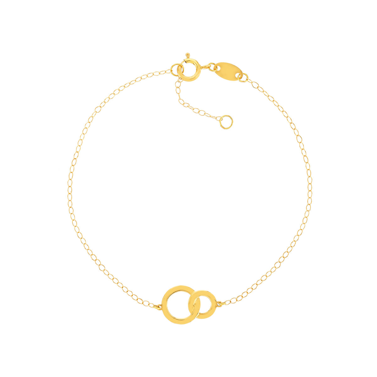 Bracelet or jaune 750 18 cm motif 2 anneaux entrelacés
