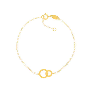 Bracelet or jaune 750 18 cm motif 2 anneaux entrelacés