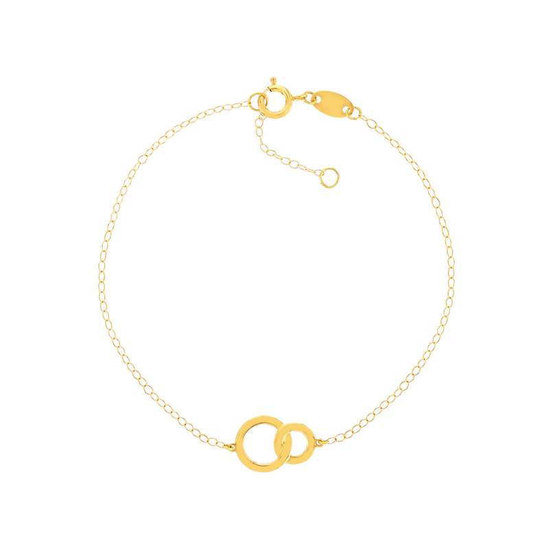 Bracelet or jaune 750 18 cm motif 2 anneaux entrelacés - vue 1