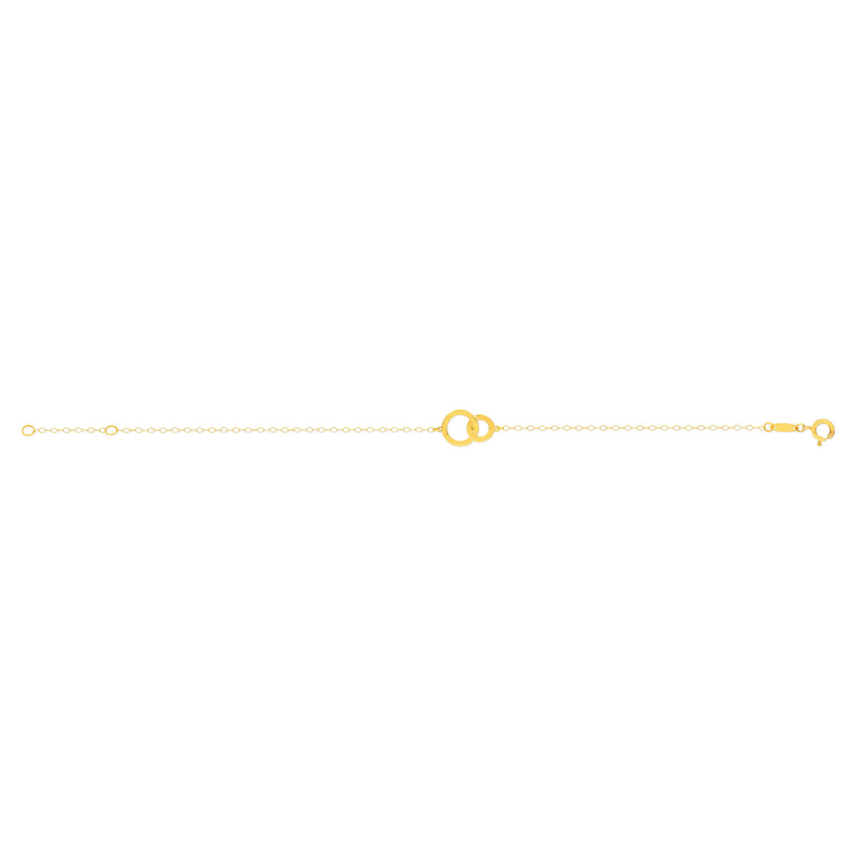 Bracelet or jaune 750 18 cm motif 2 anneaux entrelacés - vue 2