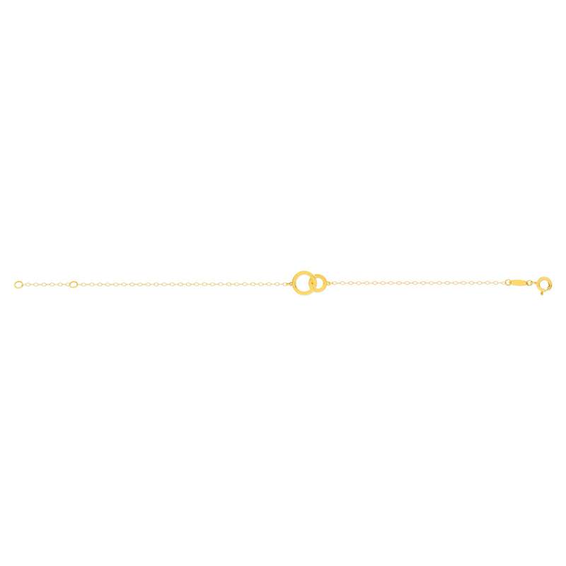 Bracelet or jaune 750 18 cm motif 2 anneaux entrelacés - vue 2