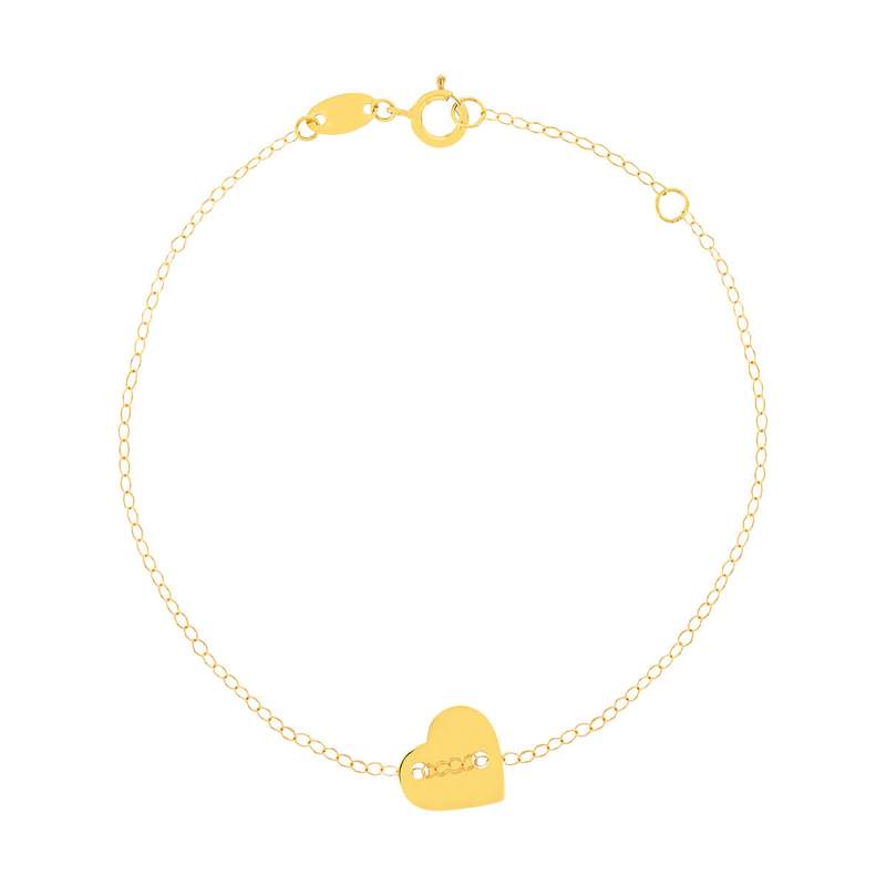 Bracelet or jaune 750 18 cm motif coeur - vue 1