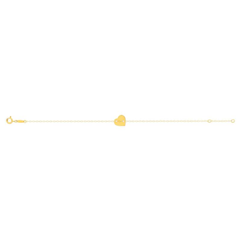 Bracelet or jaune 750 18 cm motif coeur - vue 2