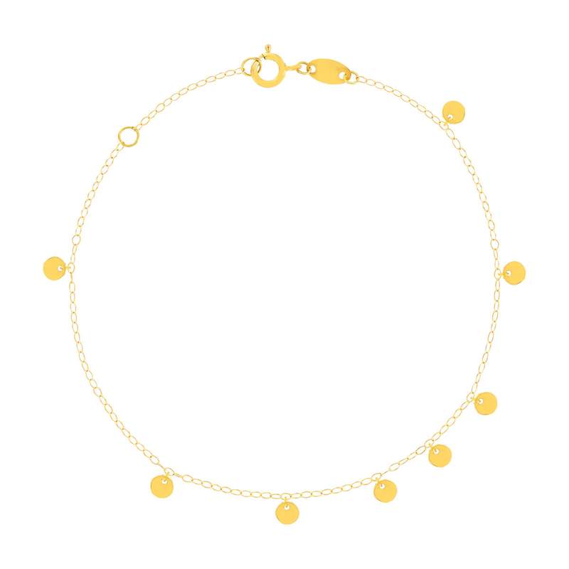 Bracelet or jaune 750 18 cm pampilles disques - vue 1