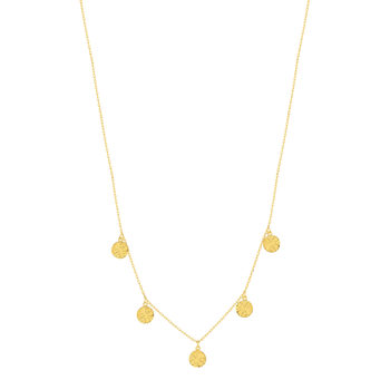Gold-plated necklace with hammered disc pendants 48 cm