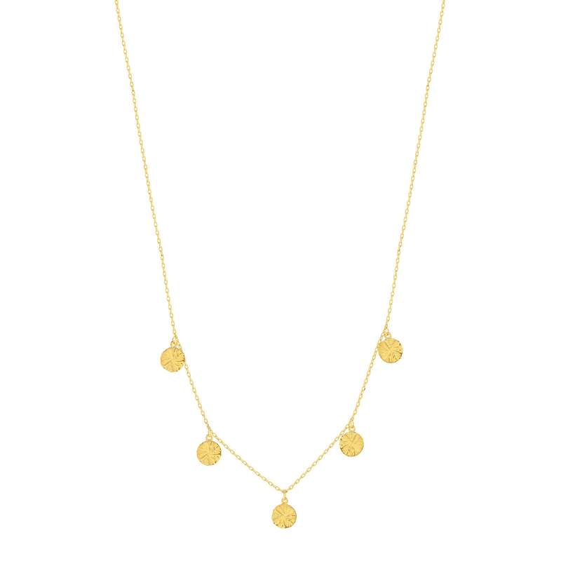 Collier plaqué or pampilles disques martelés 48 cm - vue 2