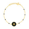 Bracelet plaqué or résine noire médaille motif étoile 18 cm - vue V1