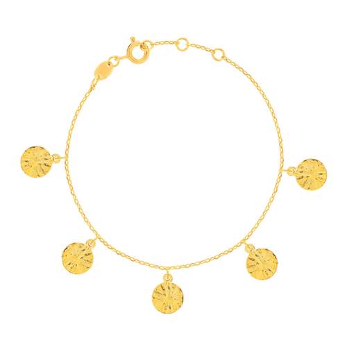 Gold-plated bracelet with hammered medals 18 cm
