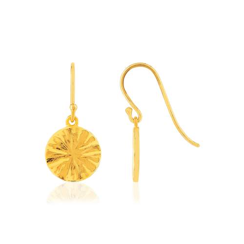 Gold-plated earrings with hammered medals